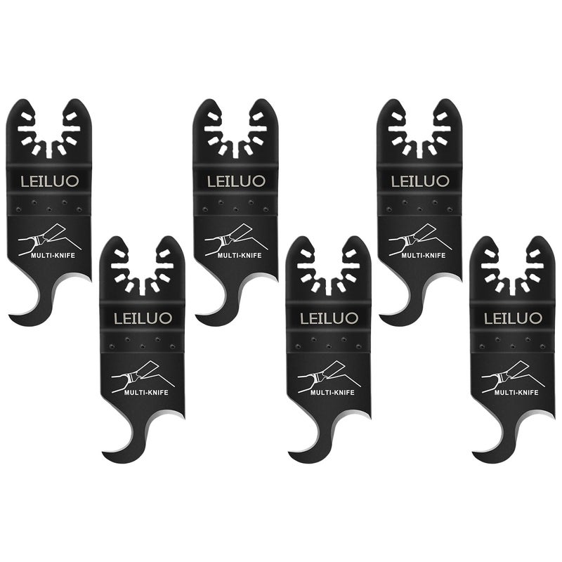LEILUO 6 Pcs Oscillating Multi Tool Hook Knife Blades for Cutting Carpet Roofing Shingles Cardboard Soft Materials Includes Storage Bag Compatible with DeWalt Makita Ryobi Milwaukee and More - Image 1